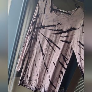 Tie dye long sleeve tunic dress